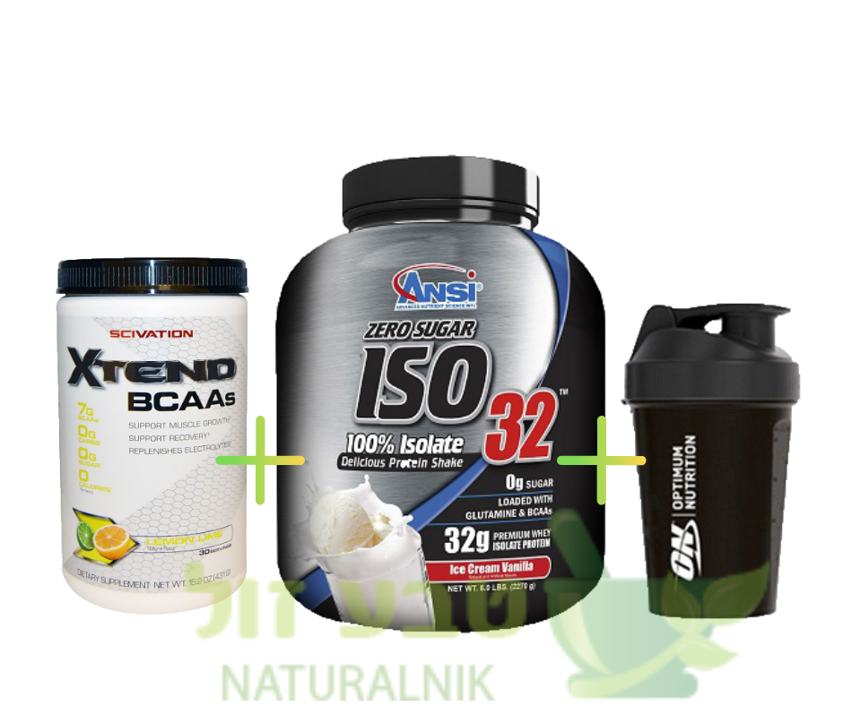 חבילת ספורט - אבקת חלבון- ISO 32 שוקולד +אבקת BCAA + שייקר מקצועי