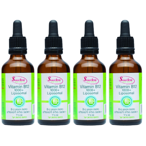 מבצע שישיה | ויטמין B12 מתילקובלמין ליפוזומלי | סנסי טבע | ויטמין B12 ליפוזומלי | פלוס חומצה פולית | טעם פירות יער | מכיל 50 מ"ל