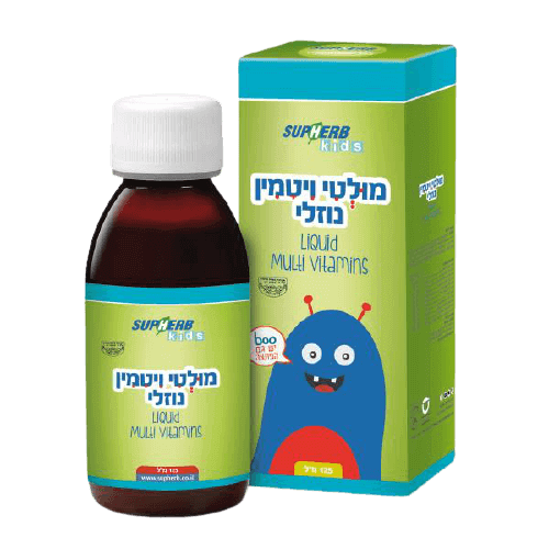 סופהרב מולטי ויטמין קידס | בטעם תפוז נהדר וטעים | מכיל 125 מ"ל | SUPHERB סופהרב | SUPHERB