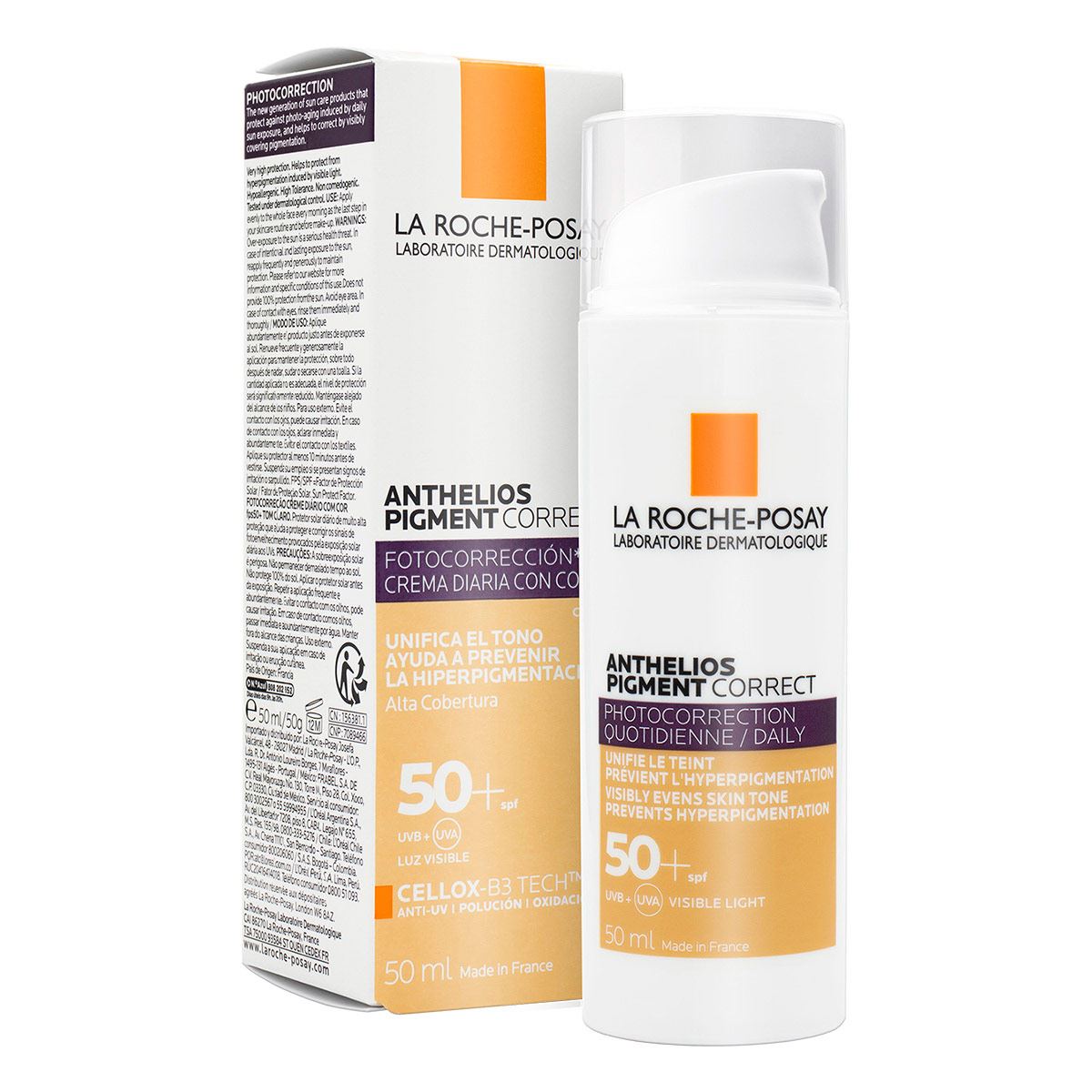 קרם יום עם גוון בהיר אנתליוס פיגמנט קורקט - SPF50+ - מכיל 50 מ"ל - לה רוש פוזה