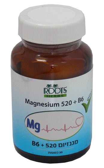 מגנזיום 520 + ויטמין B6 - מכיל 30 כמוסות