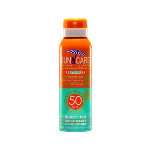 ספרי שקוף להגנה מקרני השמש עמיד במים SPF 50 להגנה מירבית מקרני השמש בתקן אירופאי, מכיל 100 מ"ל