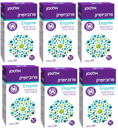פרוביוטיק Enzyme (אנזים) - 60 כמוסות המכילות זני פרוביוטיקה ואנזימי עיכול - בעל פעולה כפולה - מבית אלטמן - אריזת שישיה