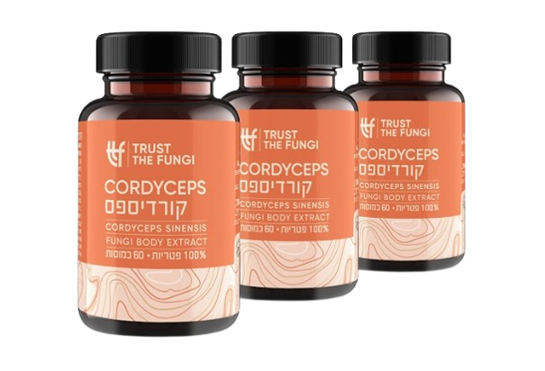 פטריית קורדיספס | מיצוי 100% פטריות | בשיטת FBE | מבצע שלישייה | מכיל 180 כמוסות |