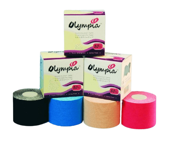 סרט הדבקה קינזיולוגי 'אולימפיה' ורוד | מסייע בתמיכה לשרירים ומרפקים כואבים | 5 ס"מ עובי X 5 מטר אורך | טבע זול