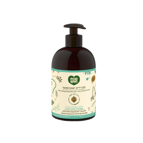 סבון ידיים מועשר בשמנים אורגנים | מקדמיה, שיאה וארגן | להזנה וטיפוח העור | מכיל 500 מ"ל | ללא SLS, רכיבים מן החי, פראבנים ופטרוכימיקלים | ecoLove