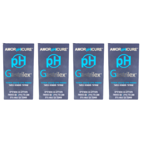 מארז רביעייה | pH גסטרילקס | כמוסות סידן קרבונט אמופרי | מינרלים ננו-אמורפיים | מכיל 200 מ"ג סידן | מכיל 60 כמוסות |