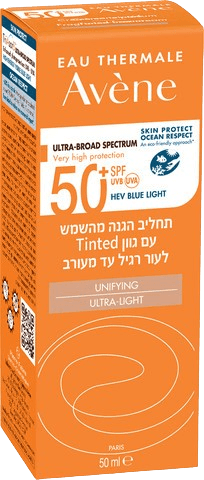 תחליב הגנה מהשמש +SPF50 עם גוון Tinted לעור רגיל עד מעורב | מכיל 50 מ"ל | אוון - AVENE