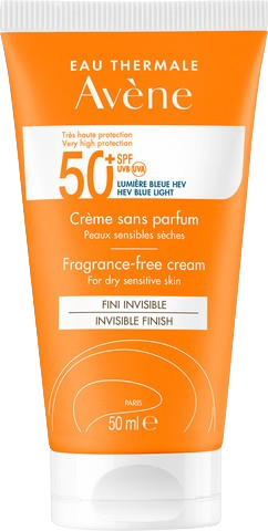 אוון קרם הגנה מהשמש +SPF50 לעור יבש - ללא בישום | מכיל 50 מ"ל | אוון - AVENE