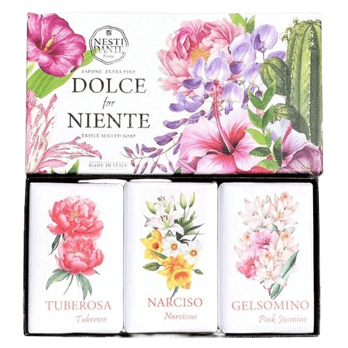 מארז סבונים Dolce far Niente טוברוזה, יסמין ורוד ונרקיס | מכיל 3X150 גרם מבית NESTI DANTE - נסטי דנטה