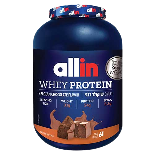 אבקת חלבון | אול אין | 2.013 ק"ג | שוקולד בלגי | Allin Whey Protein