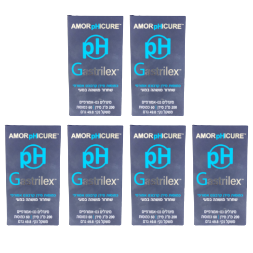 מארז שישיה | pH גסטרילקס | כמוסות סידן קרבונט אמופרי | מינרלים ננו-אמורפיים | מכיל 200 מ"ג סידן | מכיל 60 כמוסות |