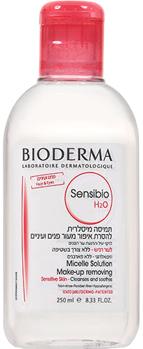 מים מיסלריים סנסיביו H20 להסרת איפור -מכיל 250 מ"ל -ביודרמה