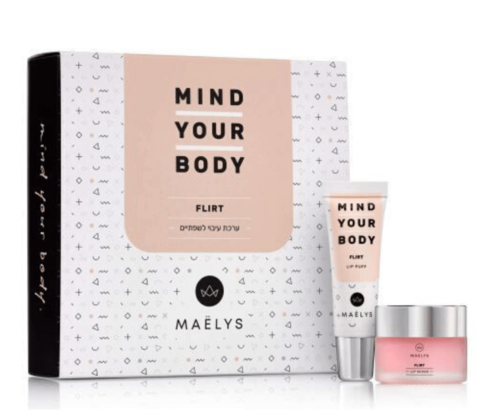 מאליס פלירט FLIRT ערכת פיליניג מסוכר טבעי ושפתון לטיפוח, עיבוי והבלטת השפתיים | MAELYS
