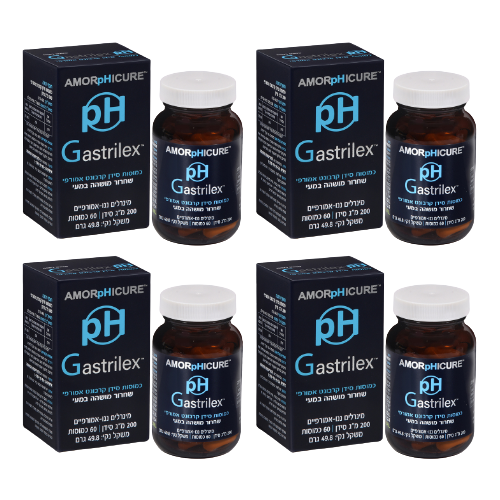 מארז רביעייה | pH גסטרילקס | כמוסות סידן קרבונט אמופרי | מינרלים ננו-אמורפיים | מכיל 200 מ"ג סידן | מכיל 60 כמוסות |