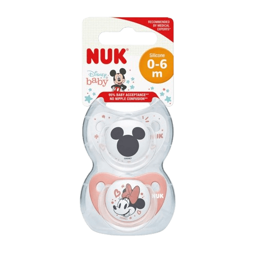 זוג מוצצי נוק דיסני בייבי NUK Disney Baby | סיליקון 0-6 חודשים | מיקי ומיני |