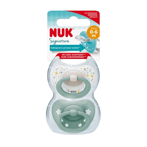 זוג מוצצי נוק סיגנטור NUK Signature | סיליקון 0-6 חודשים | כחולים |