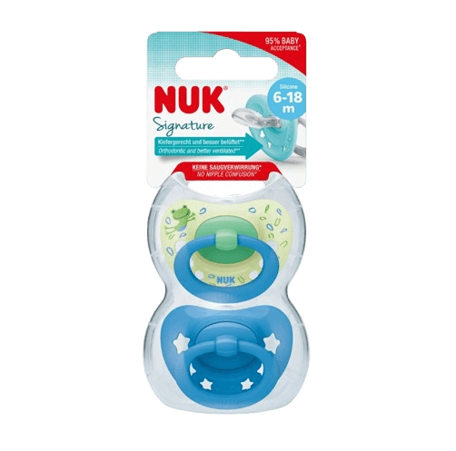 זוג מוצצי נוק סיגנטור NUK Signature | סיליקון 6-18 חודשים | כחול |