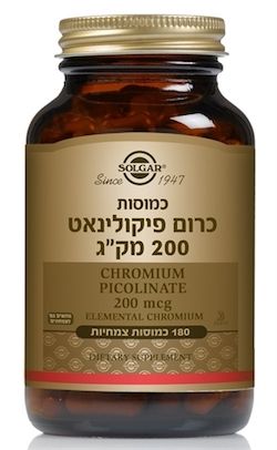 כרום פיקולינאט 200 מק"ג סולגאר - 180 כמוסות