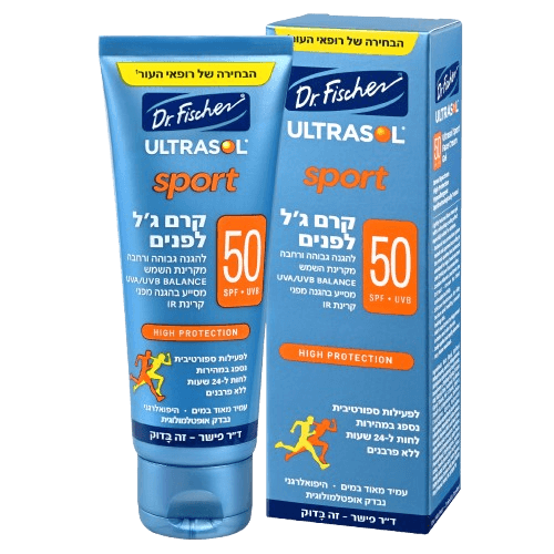 אולטרסול | ספורט מקס | קרם ג'ל לפנים | SPF50 | מכיל 75 מ"ל