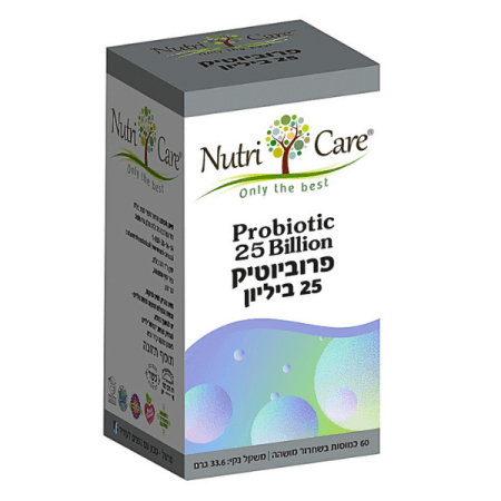 פרוביוטיק 25 ביליון (Probiotic 25 Billion) - 60 כמוסות בשחרור מושהה - מבית נוטרי קר
