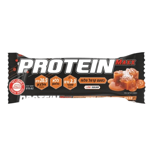 מארז 12 חטיפי חלבון פרוטאין מקס | בטעם קרמל מלוח | 20.5 גרם חלבון | 62 גרם | PROTEIN MAXX