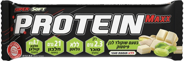 מארז 24 חטיפי חלבון פרוטאין מקס | בטעם שוקולד לבן פיסטוק | 21 גרם חלבון | 62 גרם | PROTEIN MAXX
