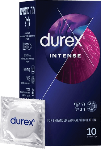 קונדומים דורקס | Intense | היקף רגיל | מכיל 10 קונדומים | DUREX