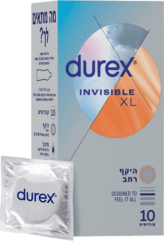 קונדומים דורקס | INVISIBLE XL | היקב רחב | מכיל 10 קונדומים | DUREX