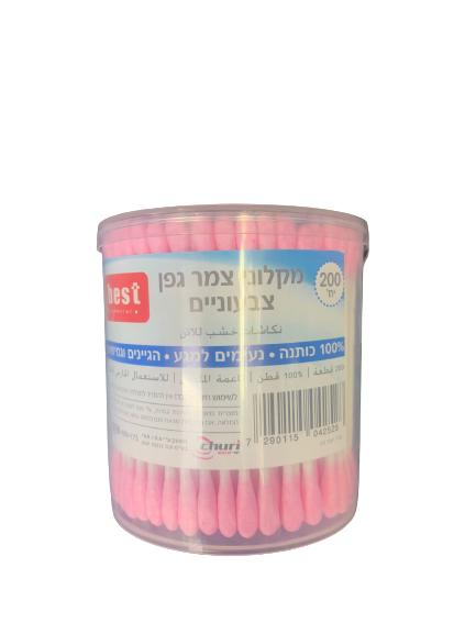 מקלוני צמר גפן | צבעוניים | מכיל 200 יחידות