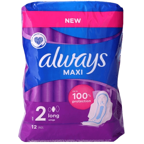אלוויז מקסי תחבושות היגייניות ארוכות עם כנפיים-  מכיל 12 תחבושות -  אולוויז | always