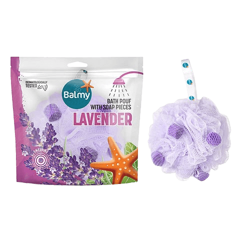 Balmy | ספוג רחצה עם סבון | לבנדר | Balmy — Lavender (Bath Pouf with Soap Pieces)
