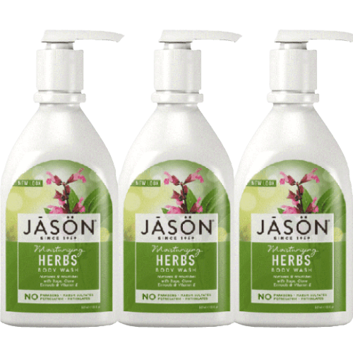 מבצע שלישיה | ג'ייסון סבון גוף צמחים ללחות והזנת העור | מכיל 887 מ"ל | ג'ל רחצה צמחים - להזנת העור וללחות מוגברת | JASON