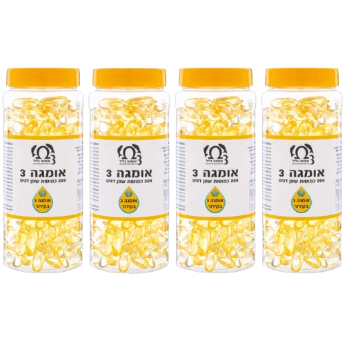 תוסף תזונה אומגה 3 גליל | מבצע רביעיה | מכיל 200 כמוסות