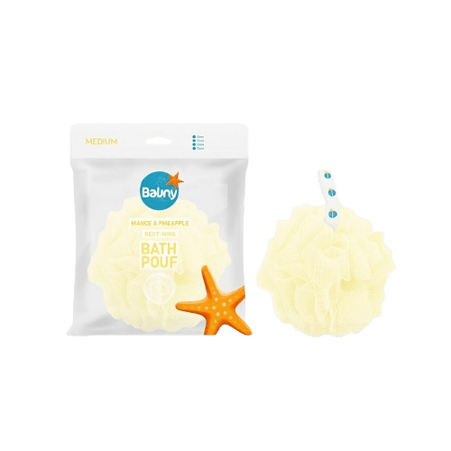 ספוג רחצה | מידיום | לבן | מתאים לכל סוגי העור | הקצפה קלה | Balmy BATH POUF – MEDIUM | White | for All Skin Types | Easy Foaming