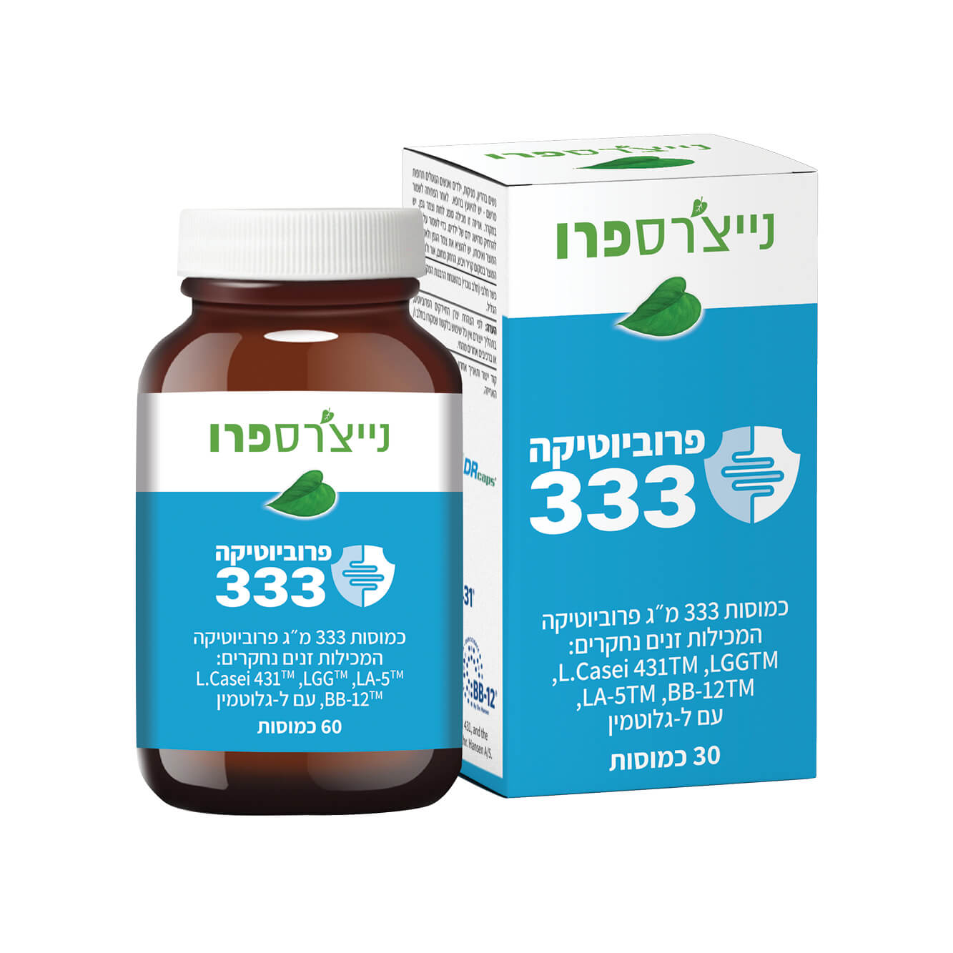 פרוביוטיקה 333 - כמוסות 333 מ"ג פרוביוטיקה - 30 כמוסות - נייצ'רס פרו