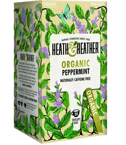 חליטה תה מנטה אורגנית | ללא קפאין | 20 שקיקים | HEATH & HEATHER | ORGANIC | PEPERMINT |