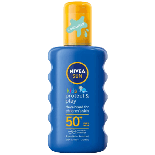 ניוואיה סאן | Nivea Sun | מכיל 200 מ"ל | ספריי הגנה עם מקדם הגנה +SPF 50 | תרסיס הגנה | Kids Protect & Play | ניוואה | Nivea