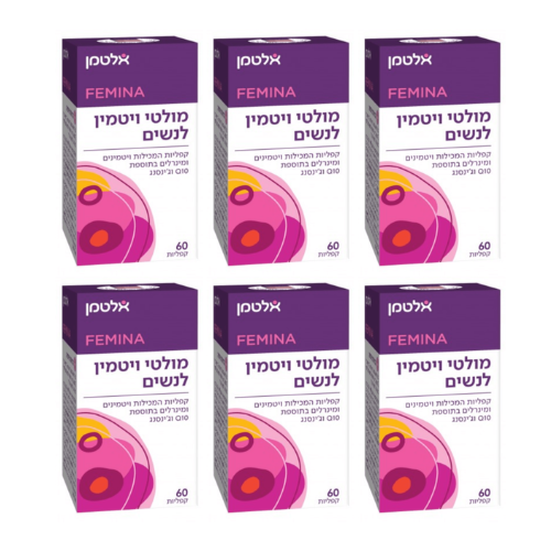 מולטי ויטמין לנשים - 60 קפליות המכילות ויטמינים ומינרלים בתוספת Q10 וג'ינסנג - מבית אלטמן - אריזת שישיה