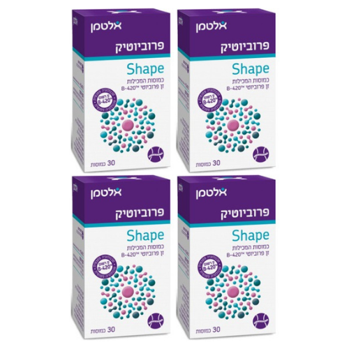 פרוביוטיק Shape (שייפ) - 30 כמוסות המכילות זן פרוביוטי B-420 - מבית אלטמן - אריזת רביעיה - - שימו לב המוצר בתוקף עד 01/04/26