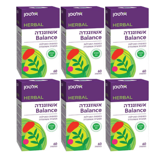 אשווגנדה Balance - 60 כמוסות המכילות תמצית אשווגנדה - מבית אלטמן - אריזת שישיה