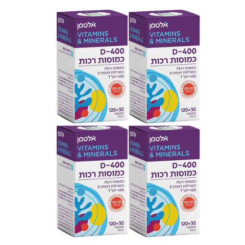 כמוסות רכות D-400 - 150 כמוסות רכות המכילות ויטמין D 400 יחב"ל - מבית אלטמן - אריזת רביעיה