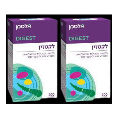 לקטזין - 200 כמסות המכילות אנזים לקטאז המסייע לעיכול מוצרי חלב - מבית אלטמן - אריזת זוג