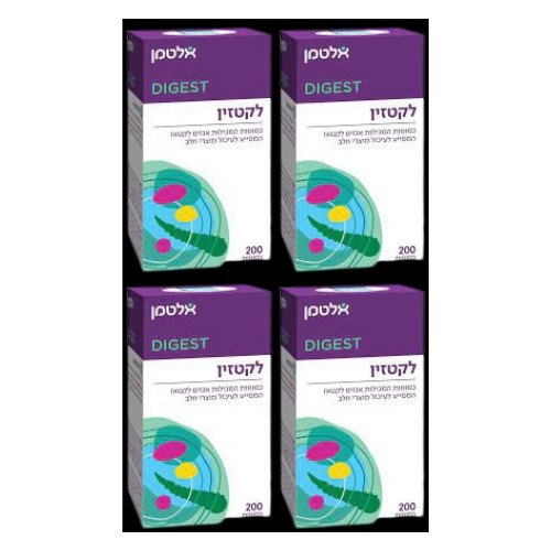 לקטזין - 200 כמסות המכילות אנזים לקטאז המסייע לעיכול מוצרי חלב - מבית אלטמן - אריזת רביעיה