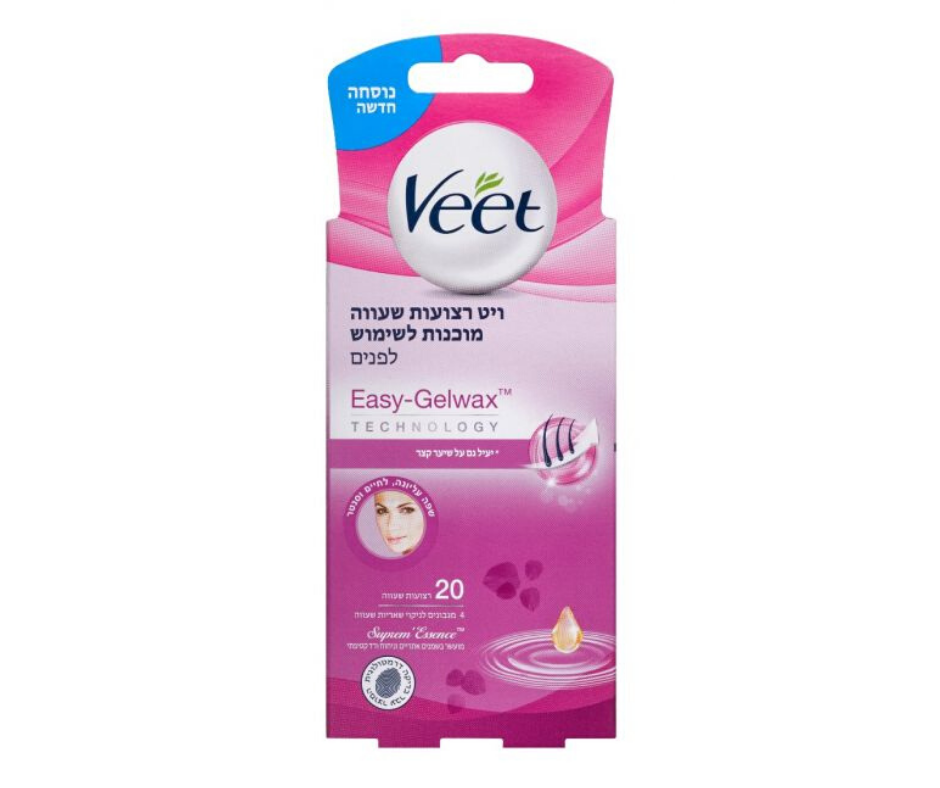 VEET - 20 רצועות שעווה לפנים מוכנות לשימוש