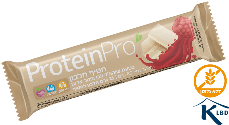 חטיף חלבון בטעם שוקולד לבן ופטל אדום | טבעוני | כשר | לא גלוטן | ללא לקטוז | 21 גרם חלבון | ProteinPro