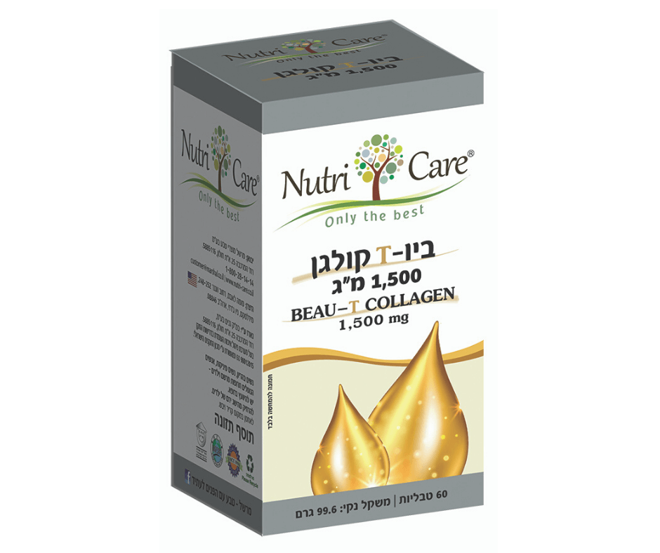 נוטרי קר | ביו-T קולגן | 1500 מ"ג | מכיל 60 כמוסות | מסייע בעיכוב הפירוק | משפר את מראה העור