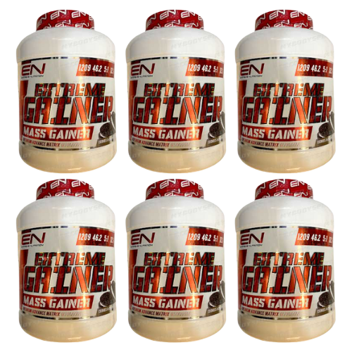 אבקת חלבון | גיינר אקסטרים | להכנת משקה | על בסיס פחמימות וחלבון מי גבינה | טעם קרם עוגיות | מכיל 4.5 ק"ג