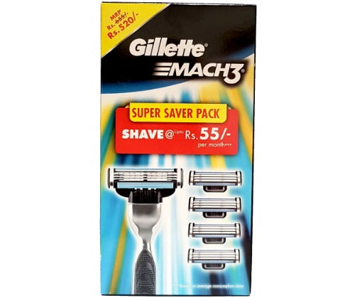 מארז סכיני גילוח מאך 3+ 4סכינים Mach 3 - ג'ילט ג'ילט | Gillette