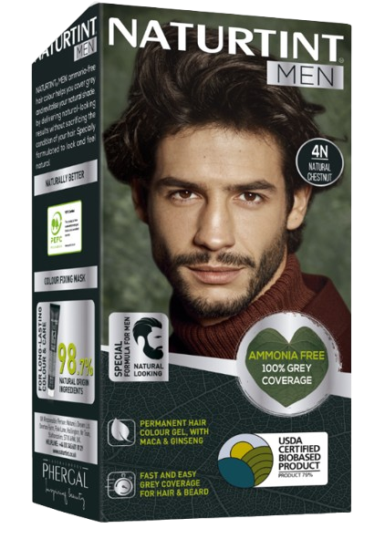 4N | צבע שיער קבוע | במרקם ג'ל | מכיל מאצ'ה וג'ינסנג | הקיט כולל 150 מ"ל | MEN |